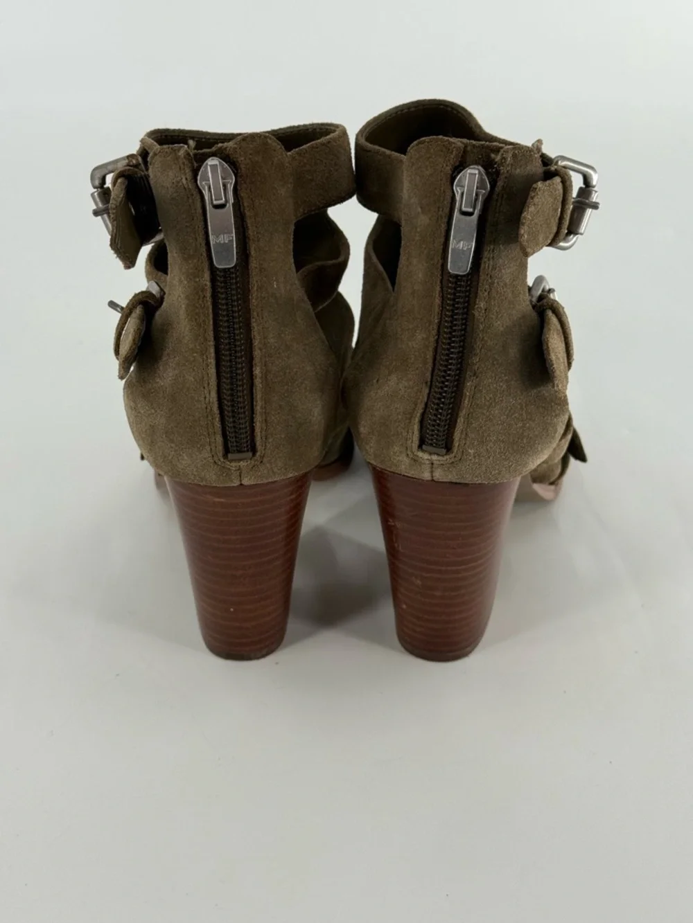 Marc Fisher‎ Olive Green Suede Strappy Sandals Heels 9
